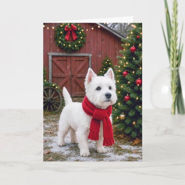 Tarjeta Festiva West Highland Terrier Holiday Card (Anverso)