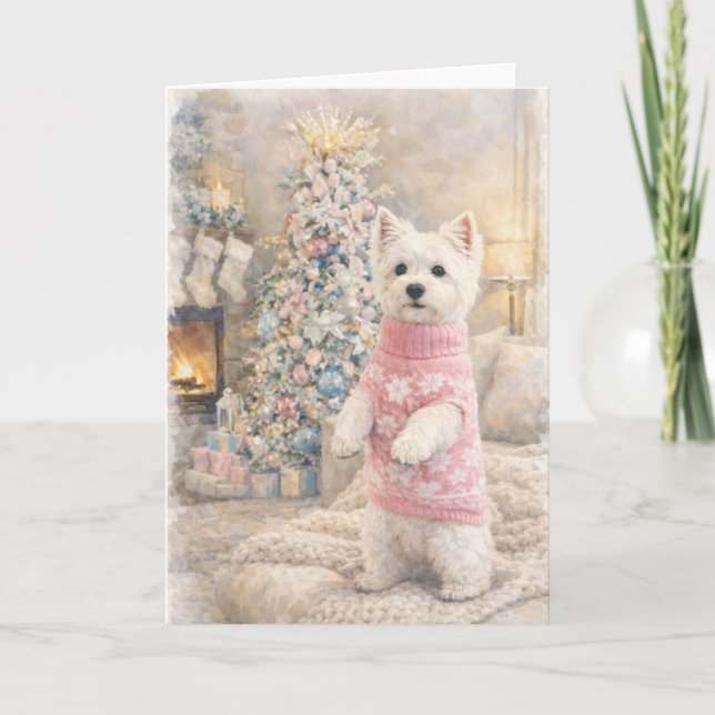 Tarjeta Festiva West Highland White Terrier Christmas Card (Anverso)