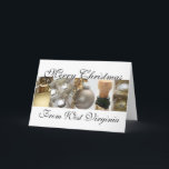 Tarjeta Festiva West Virginia Merry Christmas Collage<br><div class="desc">Creado a partir de una foto original del Studio Porto Sabbia! Esta tarjeta del Collage de Navidades Negros,  Blancos y Oro está disponible para diferentes relaciones (familiares),  todos los estados de EE.UU. y en varios idiomas.</div>