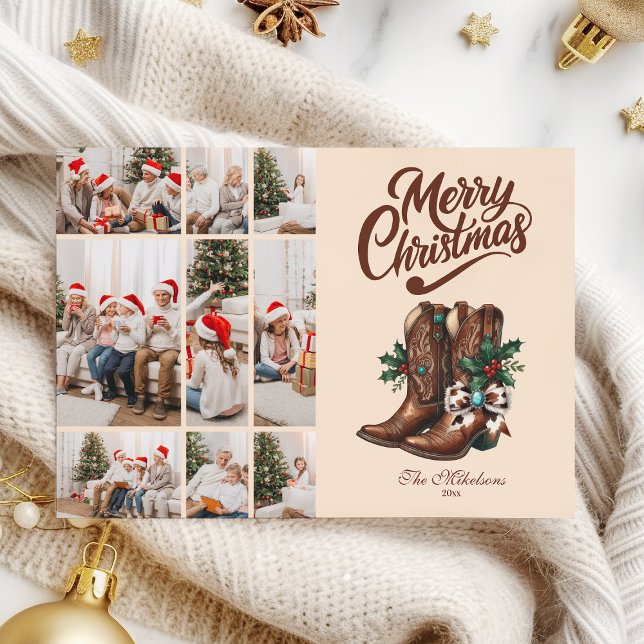 Tarjeta Festiva Western Bow & Boots Christmas 9 Photo  (Subido por el creador)