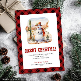 Tarjeta Festiva Western Buffalo Check Merry Christmas Card