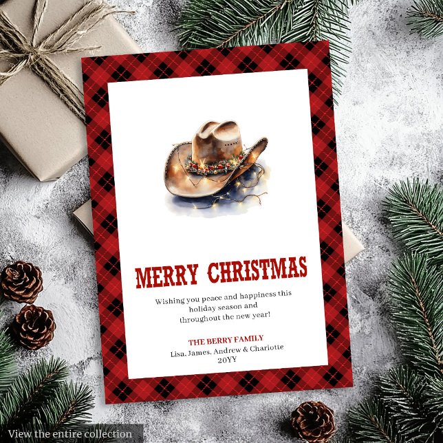 Tarjeta Festiva Western Christmas card cowboy country theme (Western Christmas card cowboy country theme

)