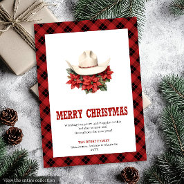 Tarjeta Festiva Western Christmas card farmhouse plaid design