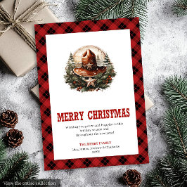 Tarjeta Festiva Western Christmas card with sheriff badge art