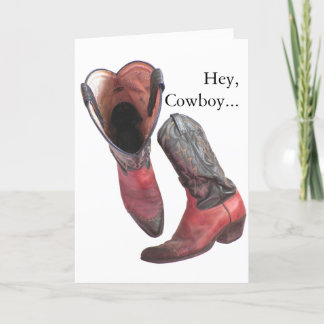 Tarjeta Festiva Western Cowboy Boots Valentine