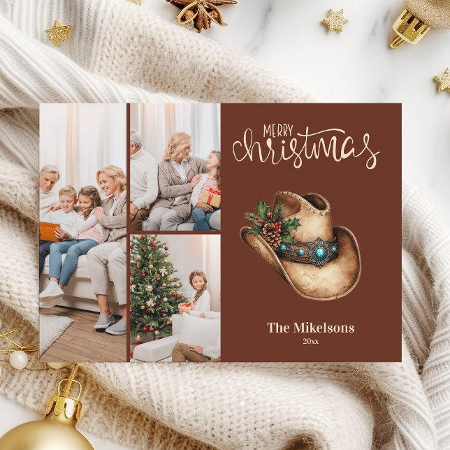 Tarjeta Festiva Western Cowboy Hat Christmas 3 Photo   (Subido por el creador)