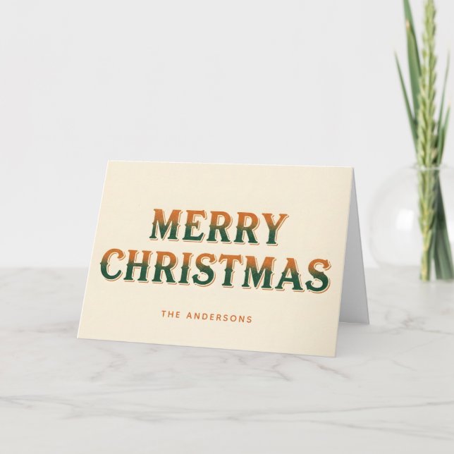 Tarjeta Festiva Western Desert Script Merry Christmas (Anverso)