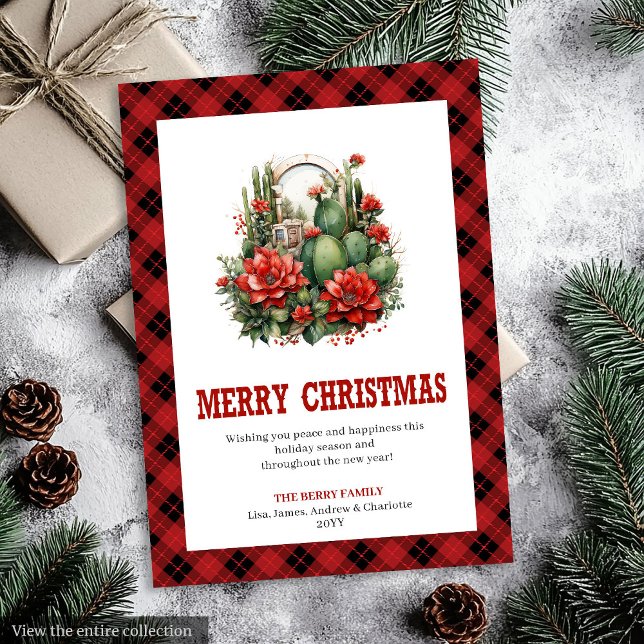 Tarjeta Festiva Western Farmhouse Buffalo Holiday Greeting (Western Farmhouse Buffalo Holiday Greeting)