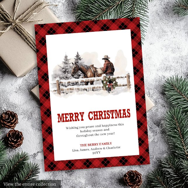 Tarjeta Festiva Western greeting card red black festive look (Western greeting card red black festive look

)