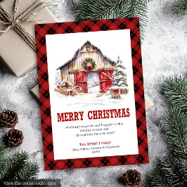 Tarjeta Festiva Western holiday card buffalo plaid country