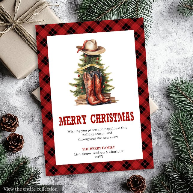Tarjeta Festiva Western holiday card buffalo plaid wild west (Western holiday card buffalo plaid wild west

)