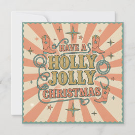 Tarjeta Festiva Western Holly Jolly Christmas 