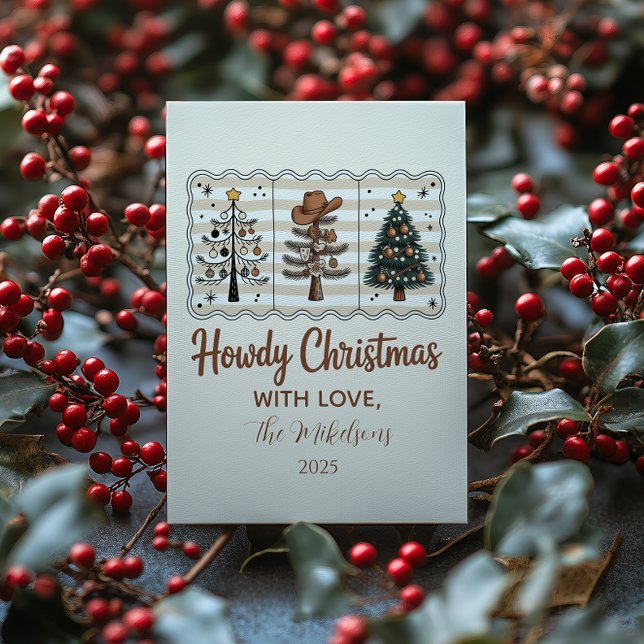 Tarjeta Festiva Western Howdy Cowboy Christmas (Subido por el creador)