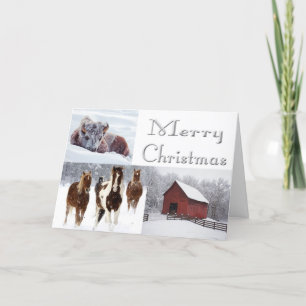 Tarjeta Festiva Western Merry Christmas Card