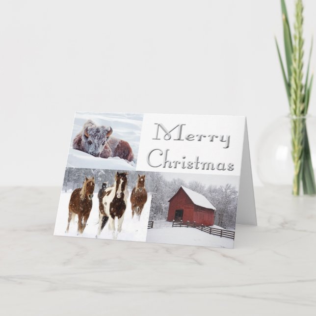 Tarjeta Festiva Western Merry Christmas Card (Anverso)