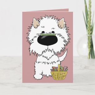 Tarjeta Festiva Westie - Caza de Huesos de Pascua, ¿Alguien?