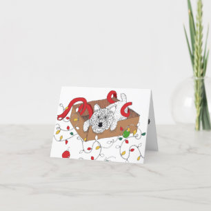Tarjeta Festiva Westie con ornamentos