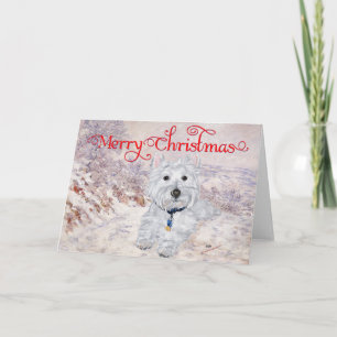 Tarjeta Festiva Westie en Invierno