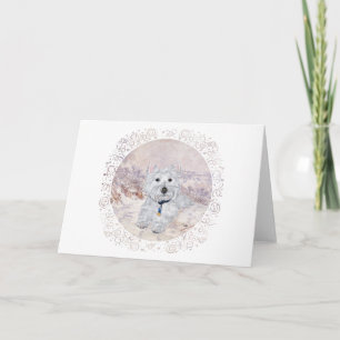Tarjeta Festiva Westie en Invierno