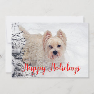 Tarjeta Festiva Westie in the Snow Happy Holidays Card