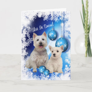 Tarjeta Festiva Westie lo dejó nevar saludo del día de fiesta -