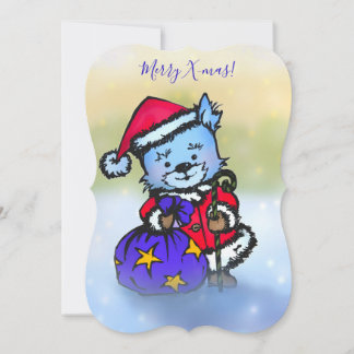 Tarjeta Festiva Westie Santa Claus - ¡Feliz Navidad! Mano dibujada