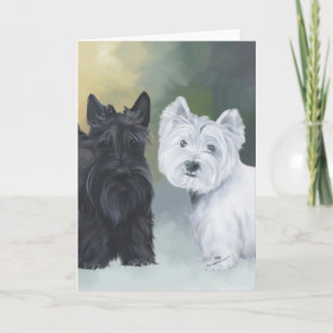 Tarjeta Festiva Westie Scottie Invierno