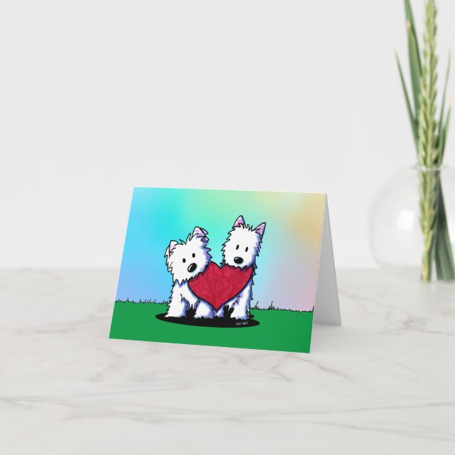 Tarjeta Festiva Westie Terriers Valentine (Anverso)