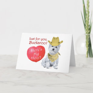 Tarjeta Festiva Westie Vaquero San Valentín