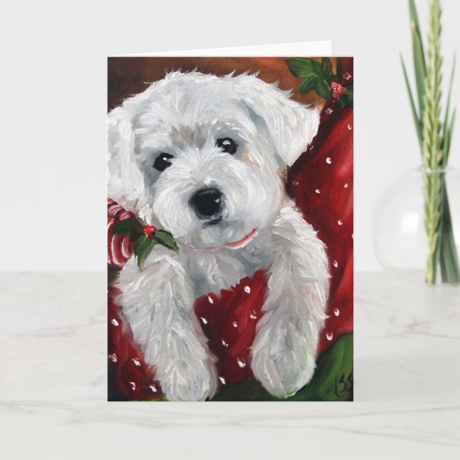 Tarjeta Festiva Westie west Highland terrier navidades (Anverso)