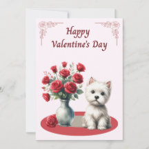 Westie with Roses Valentine's Card