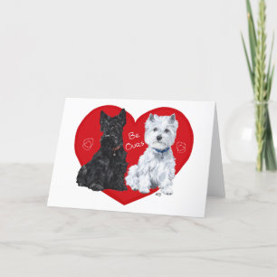 Tarjeta Festiva Westie y Scottie San Valentín