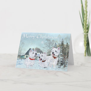 Tarjeta Festiva Westies aman el invierno