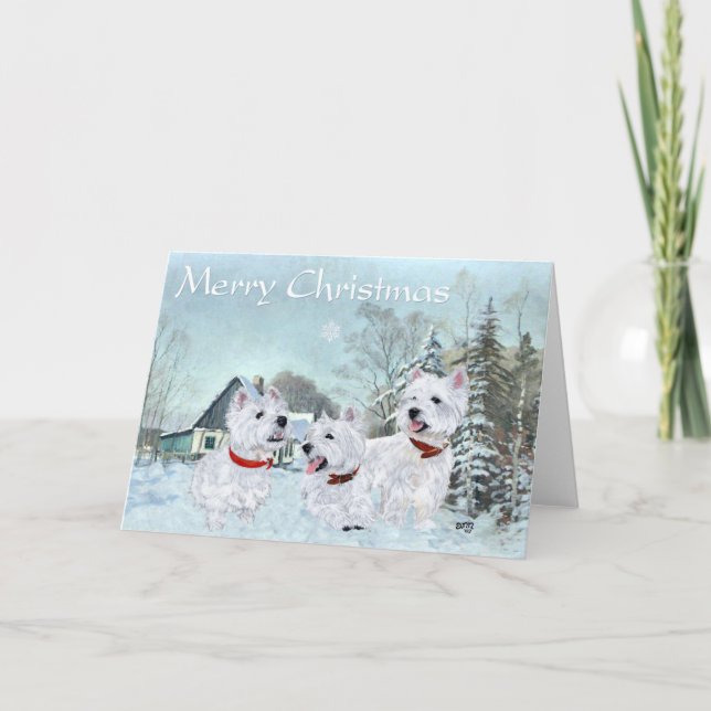 Tarjeta Festiva Westies aman el invierno (Anverso)