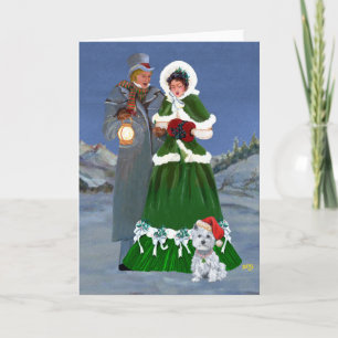 Tarjeta Festiva Westies y villancicos familiares