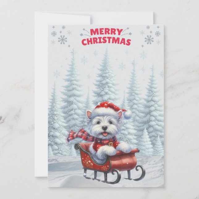 Tarjeta Festiva Westin in Sled Merry Christmas Card (Anverso)