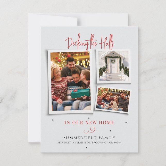 Tarjeta Festiva We've Moved Photo Collage Christmas Moving (Anverso)