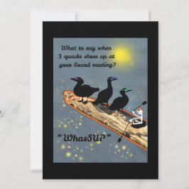 Tarjeta Festiva "WhasSUP" con patos en la placa SUP