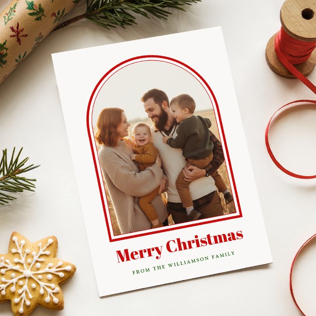 Tarjeta Festiva What a Year in Review Family Arch Photo Christmas (Subido por el creador)