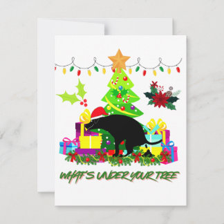 Tarjeta Festiva What's Under Your Tree? Retro Holiday Pup