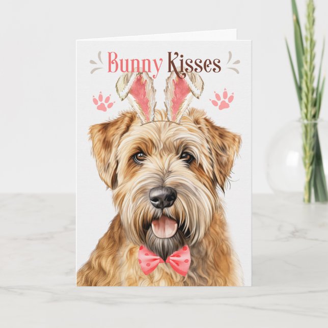 Tarjeta Festiva Wheaten Terrier Dog Bunny Ears (Orejas de conejito (Anverso)