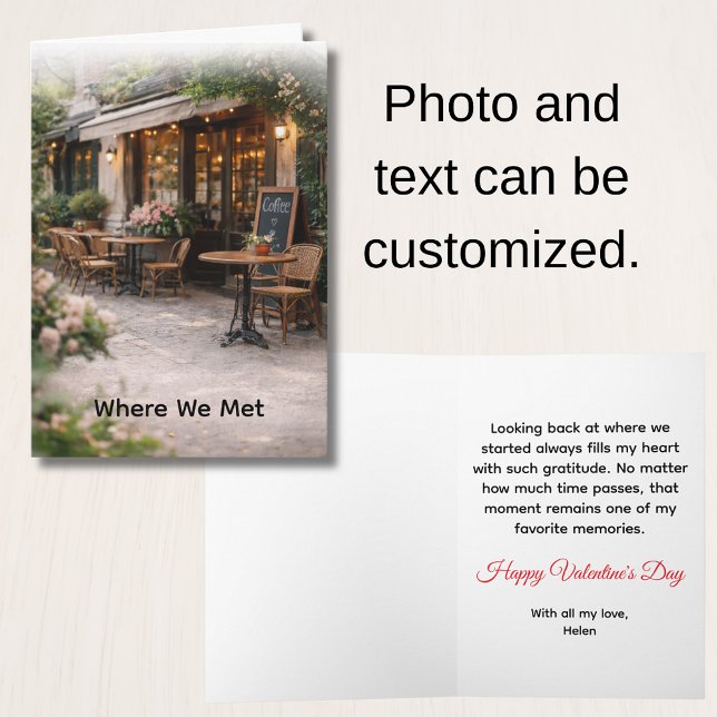 Tarjeta Festiva Where We Met Photo Valentine's Day  (Where we met Valentine's Day card with customizable photo and text)