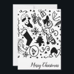 Tarjeta Festiva Whimerry Christmas Santa Doodles<br><div class="desc">Tarjeta de navidades con patrón de Doodle de vacaciones</div>