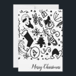 Tarjeta Festiva Whimerry Christmas Santa Doodles<br><div class="desc">Tarjeta de navidades con patrón de Doodle de vacaciones</div>