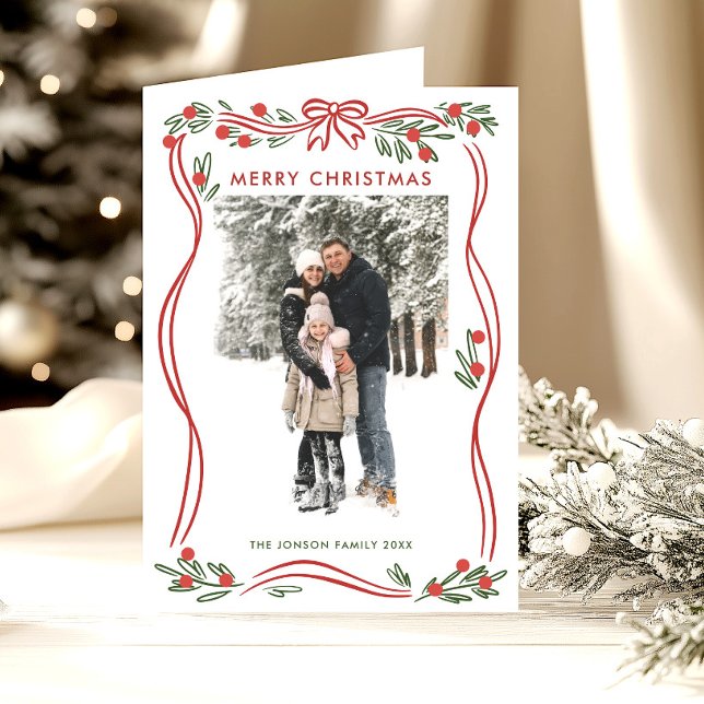 Tarjeta Festiva Whimsical 5 foto de Boho Navidades rojos doblan ci (Subido por el creador)
