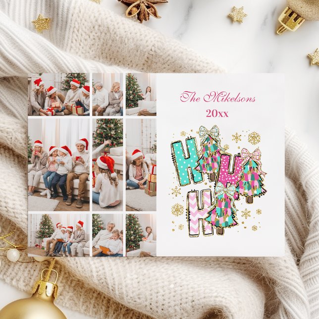 Tarjeta Festiva Whimsical 9 Photo  Ho Ho Ho Christmas Family  (Subido por el creador)