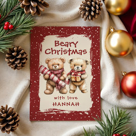 Tarjeta Festiva Whimsical Bear Themed Classroom Christmas