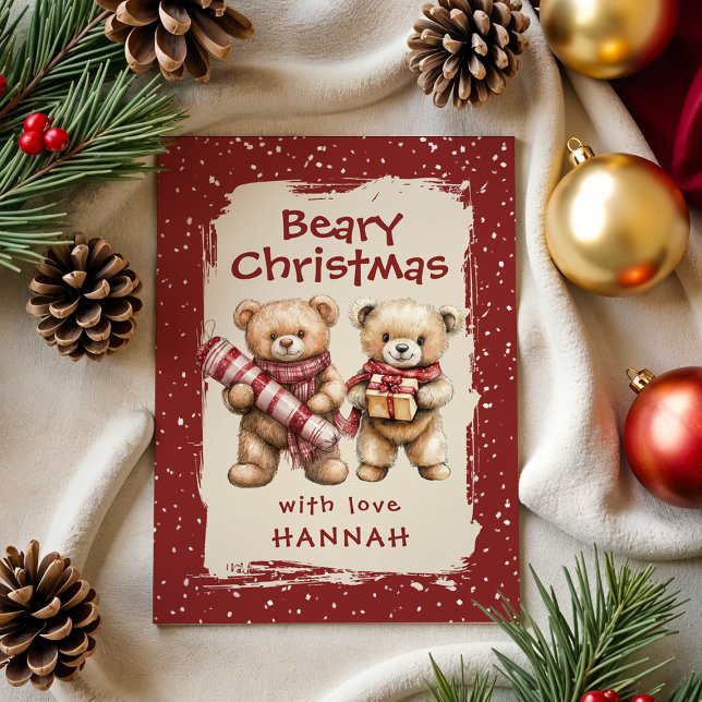 Tarjeta Festiva Whimsical Bear Themed Classroom Christmas (Subido por el creador)