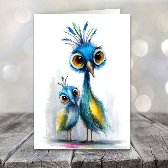 Tarjeta Festiva Whimsical Blue Peacock Mother's Day (Subido por el creador)
