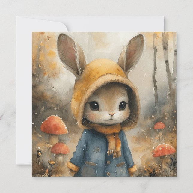 Tarjeta Festiva Whimsical Bunny Dreams: Dulces saludos 🌙 digital (Anverso)